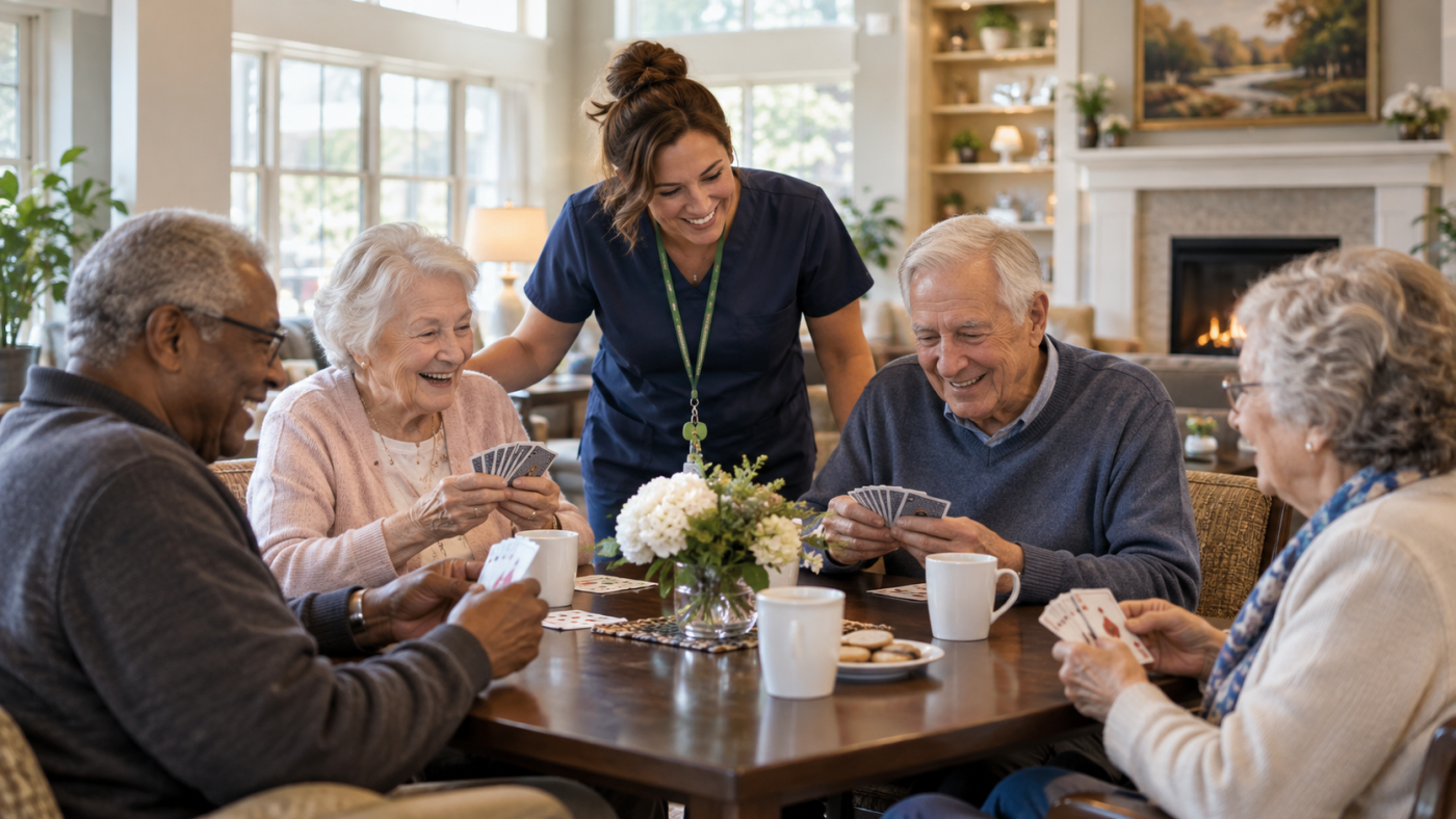 residents around table