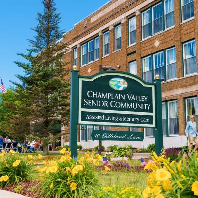 Outdoor view of CVSC sign and building in the background