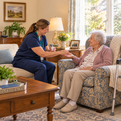 staff giving resident meds