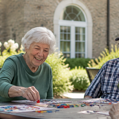 residents playing game outside